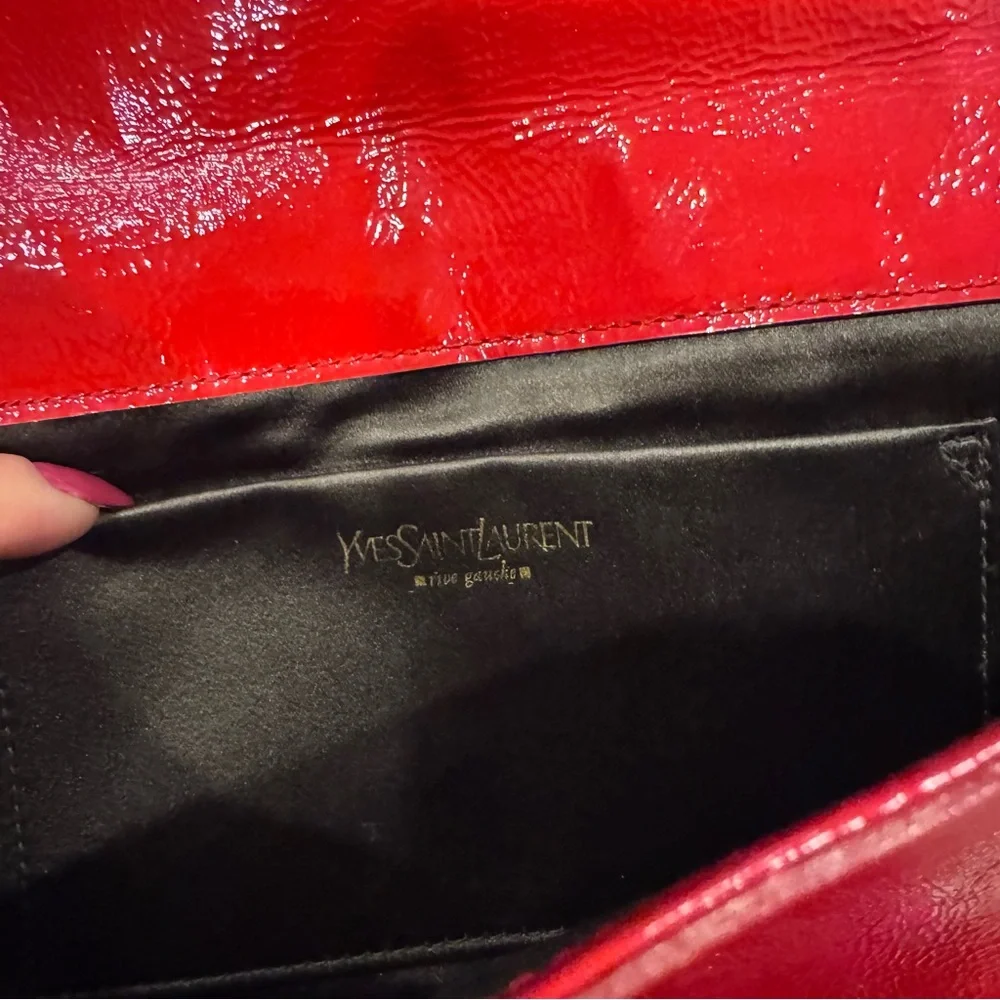Yves Saint Laurent Glossy Red Clutch - Picture 8 of 10